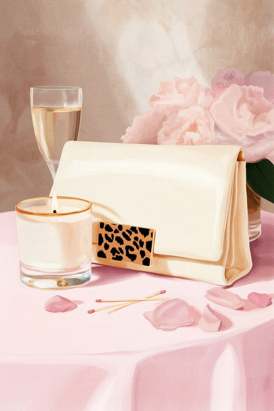 Handbag with Candle and Petals | Romantic Girly Aesthetic | Wall Art Print Poster