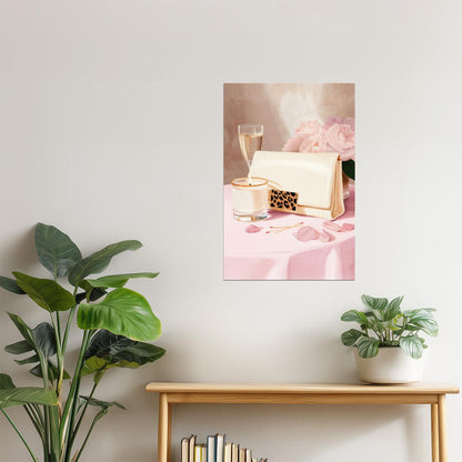 Handbag with Candle and Petals | Romantic Girly Aesthetic | Wall Art Print Poster