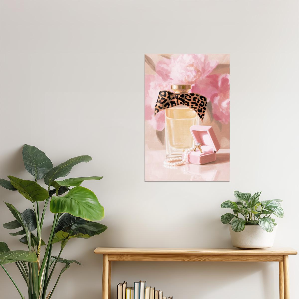 Perfume Bottle with Jewelry Box | Luxurious Feminine Art | Wall Art Print Poster