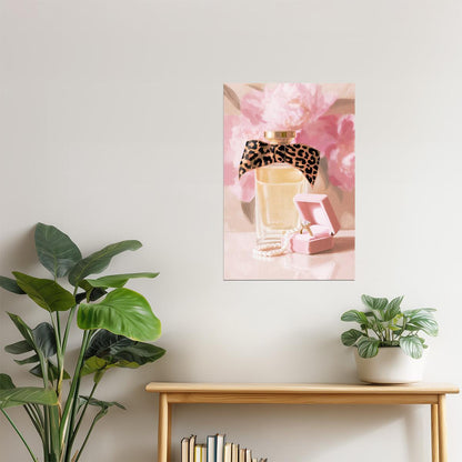 Perfume Bottle with Jewelry Box | Luxurious Feminine Art | Wall Art Print Poster