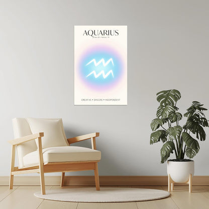 Aquarius Zodiac Sign | Ethereal Aura Gradient Art | Astrology Wall Decor Poster