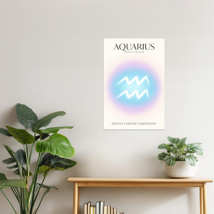 Aquarius Zodiac Sign | Ethereal Aura Gradient Art | Astrology Wall Decor Poster
