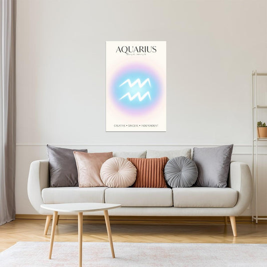 Aquarius Zodiac Sign | Ethereal Aura Gradient Art | Astrology Wall Decor Poster