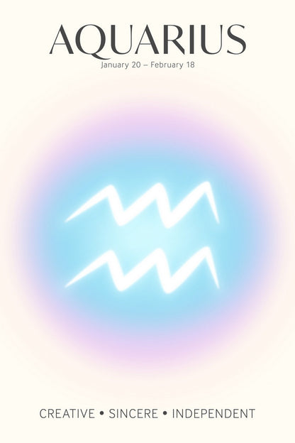 Aquarius Zodiac Sign | Ethereal Aura Gradient Art | Astrology Wall Decor Poster