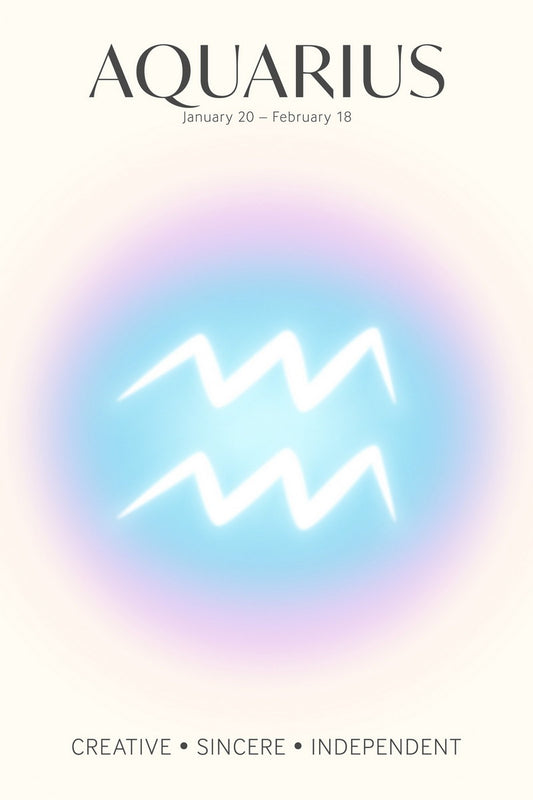Aquarius Zodiac Sign | Ethereal Aura Gradient Art | Astrology Wall Decor Poster
