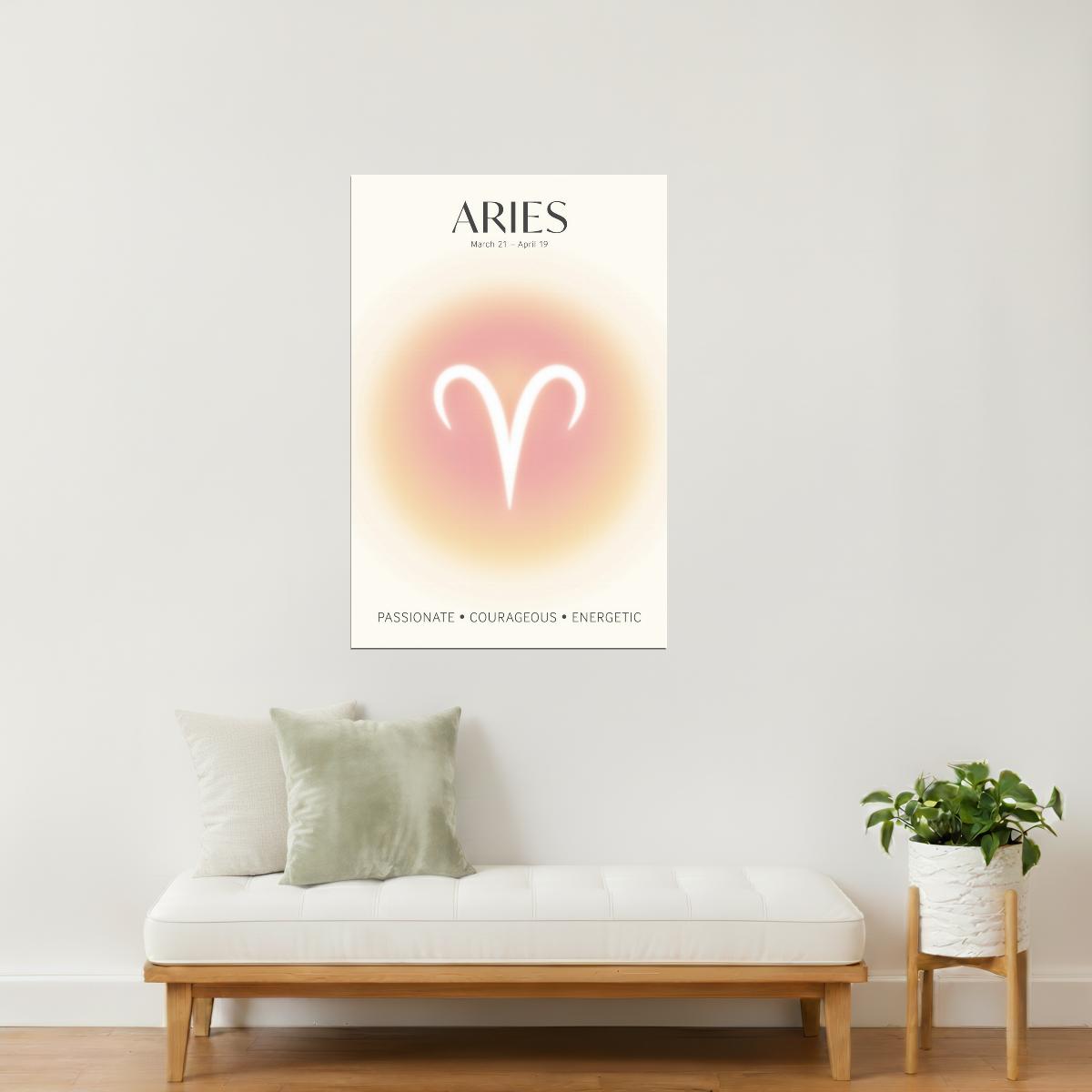 Aries Zodiac Sign | Mystical Minimalist Design | Astrology Wall Art Print Poster
