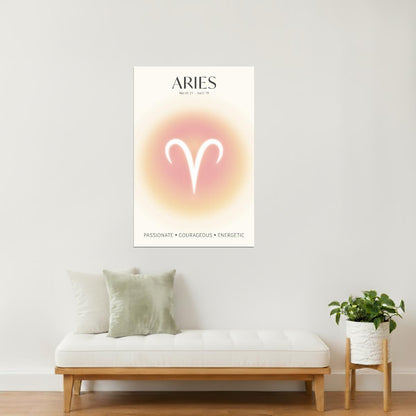 Aries Zodiac Sign | Mystical Minimalist Design | Astrology Wall Art Print Poster