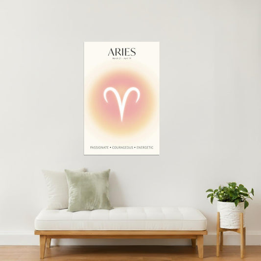 Aries Zodiac Sign | Mystical Minimalist Design | Astrology Wall Art Print Poster