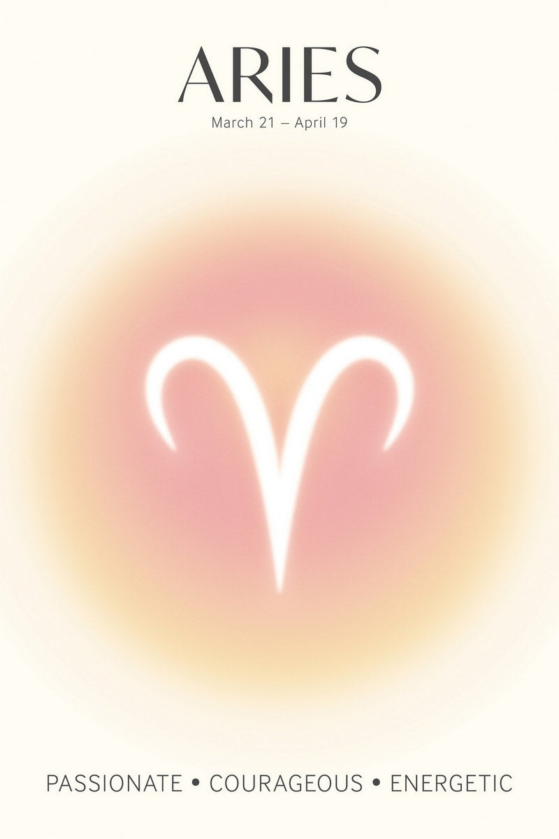 Aries Zodiac Sign | Mystical Minimalist Design | Astrology Wall Art Print Poster