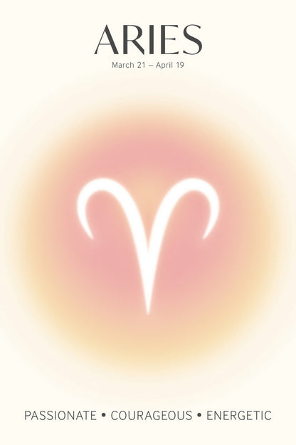 Aries Zodiac Sign | Mystical Minimalist Design | Astrology Wall Art Print Poster
