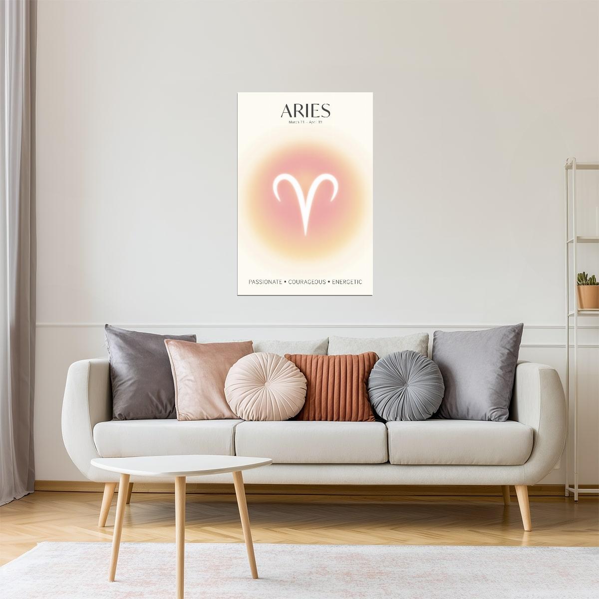 Aries Zodiac Sign | Mystical Minimalist Design | Astrology Wall Art Print Poster