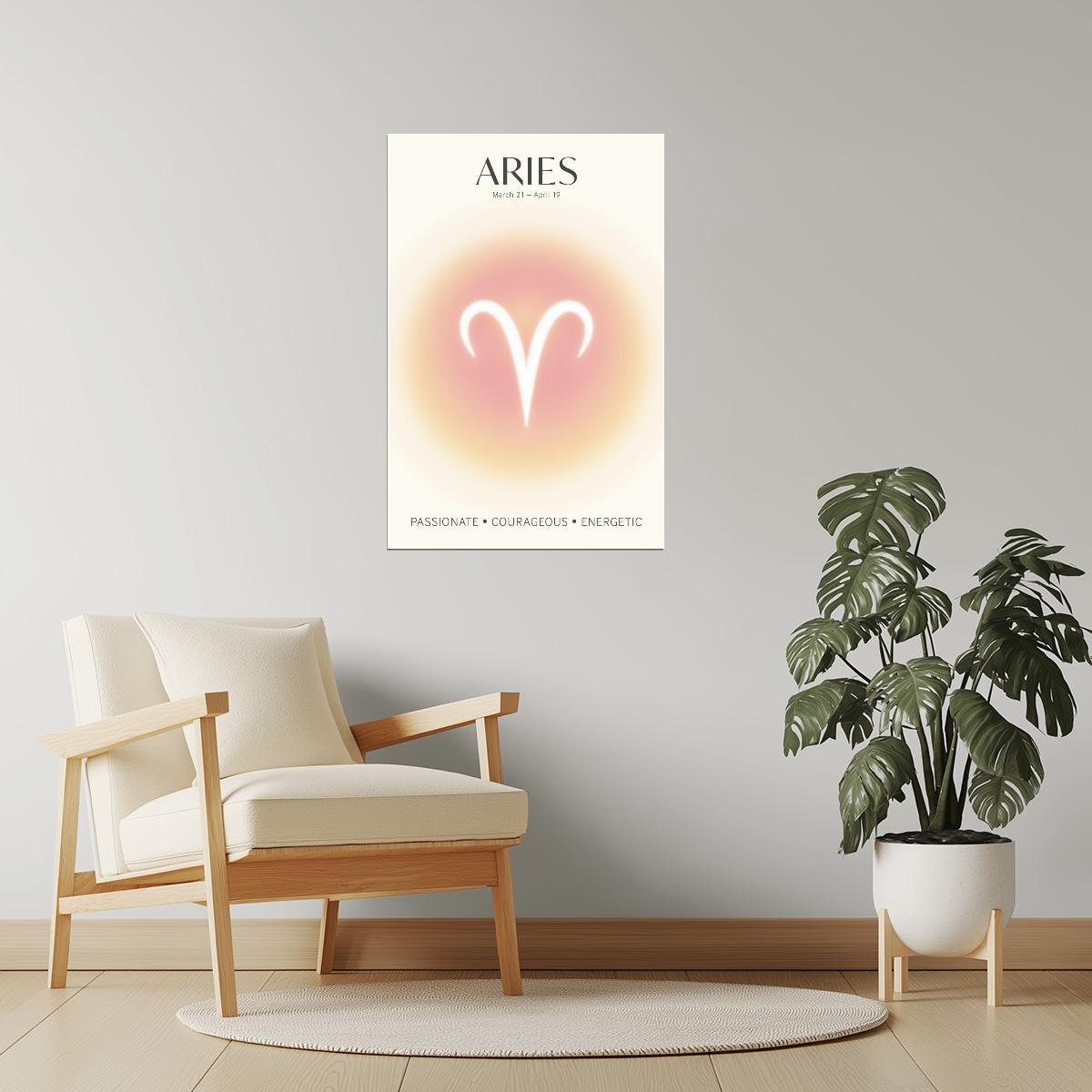 Aries Zodiac Sign | Mystical Minimalist Design | Astrology Wall Art Print Poster