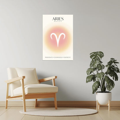Aries Zodiac Sign | Mystical Minimalist Design | Astrology Wall Art Print Poster