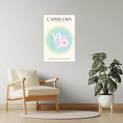 Capricorn Zodiac Sign | Modern Spiritual Aesthetic | Astrology Wall Art Print Poster