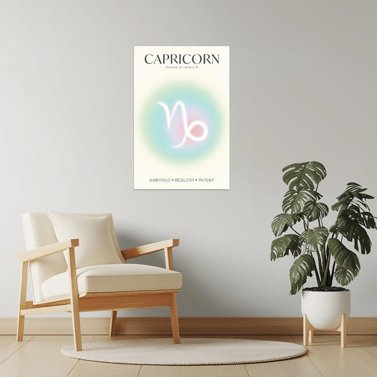 Capricorn Zodiac Sign | Modern Spiritual Aesthetic | Astrology Wall Art Print Poster
