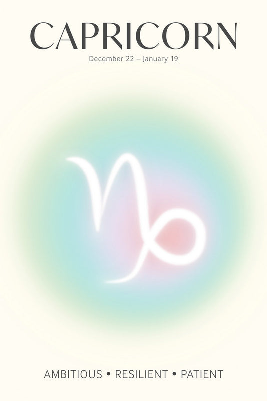 Capricorn Zodiac Sign | Modern Spiritual Aesthetic | Astrology Wall Art Print Poster