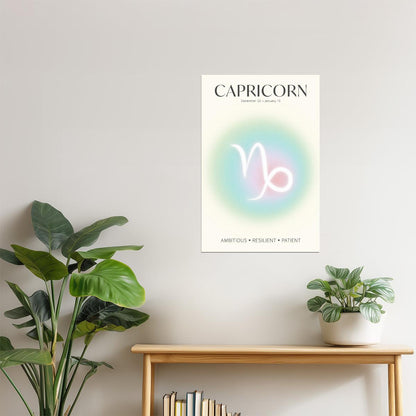 Capricorn Zodiac Sign | Modern Spiritual Aesthetic | Astrology Wall Art Print Poster