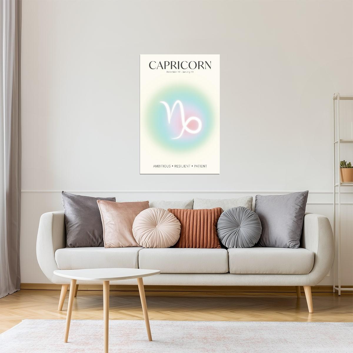 Capricorn Zodiac Sign | Modern Spiritual Aesthetic | Astrology Wall Art Print Poster