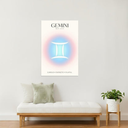 Gemini Zodiac Sign | Whimsical Aura Gradient | Astrology Wall Decor Poster