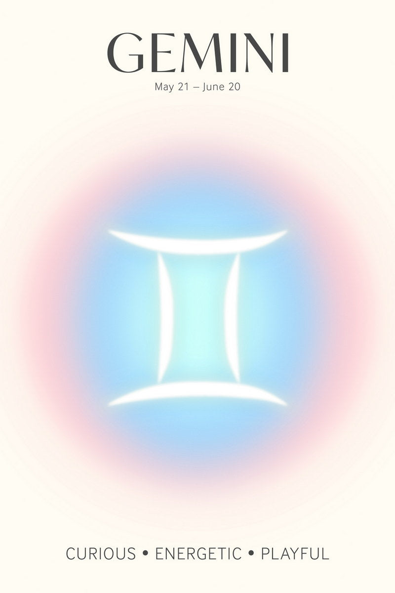 Gemini Zodiac Sign | Whimsical Aura Gradient | Astrology Wall Decor Poster