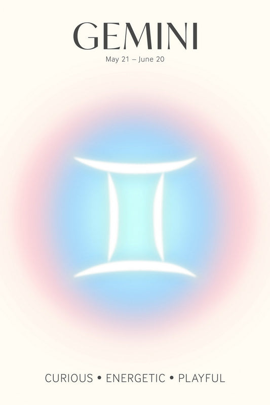 Gemini Zodiac Sign | Whimsical Aura Gradient | Astrology Wall Decor Poster