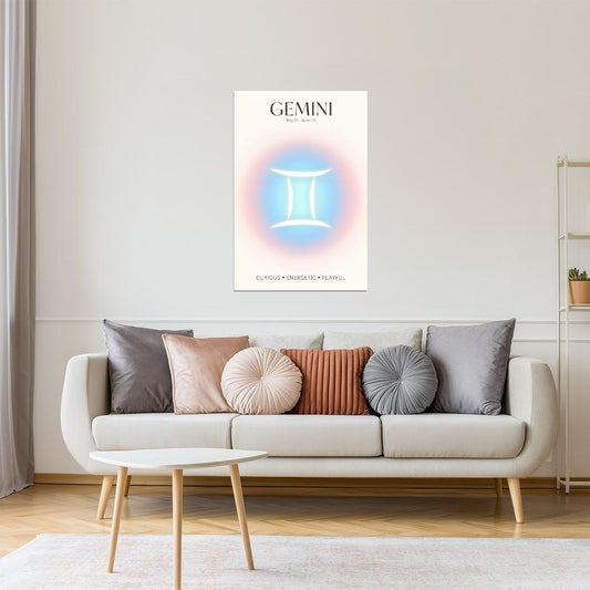 Gemini Zodiac Sign | Whimsical Aura Gradient | Astrology Wall Decor Poster
