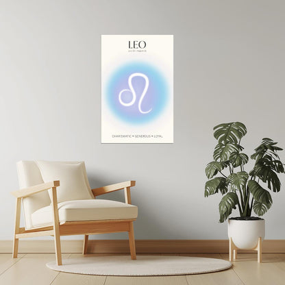 Leo Zodiac Sign | Cosmic Minimalist Style | Astrology Wall Art Print Poster