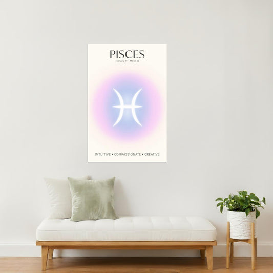 Pisces Zodiac Sign | Mystical Celestial Design | Astrology Wall Art Print Poster