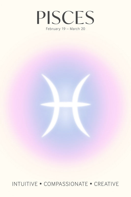 Pisces Zodiac Sign | Mystical Celestial Design | Astrology Wall Art Print Poster