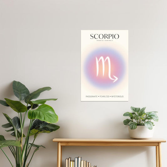 Scorpio Zodiac Sign | Ethereal Gradient Symbol | Astrology Wall Art Print Poster
