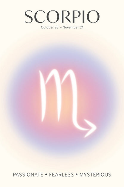 Scorpio Zodiac Sign | Ethereal Gradient Symbol | Astrology Wall Art Print Poster