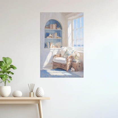 Cozy Reading Nook with Books | Coastal Granddaughter Bookish Aesthetic Poster