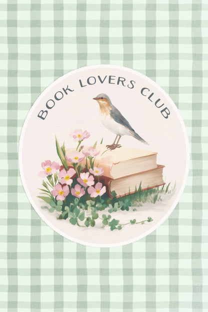 Book Lovers Club with Books and Flowers | Bookish Vintage Aesthetic Poster