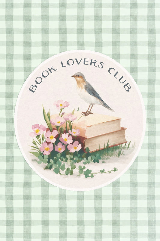 Book Lovers Club with Books and Flowers | Bookish Vintage Aesthetic Poster