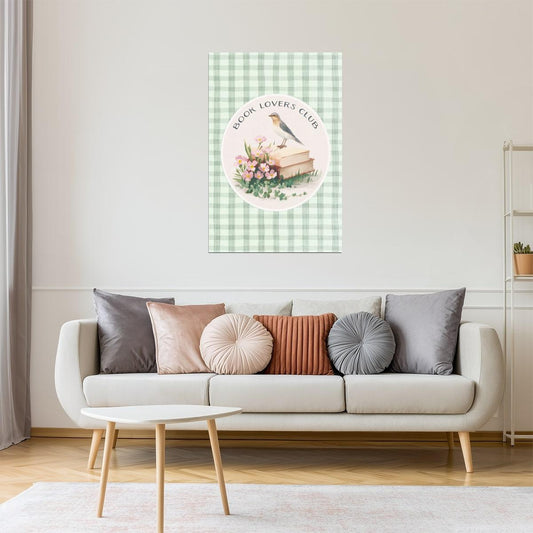 Book Lovers Club with Books and Flowers | Bookish Vintage Aesthetic Poster