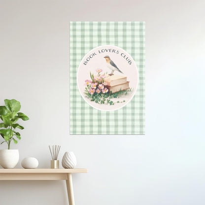 Book Lovers Club with Books and Flowers | Bookish Vintage Aesthetic Poster