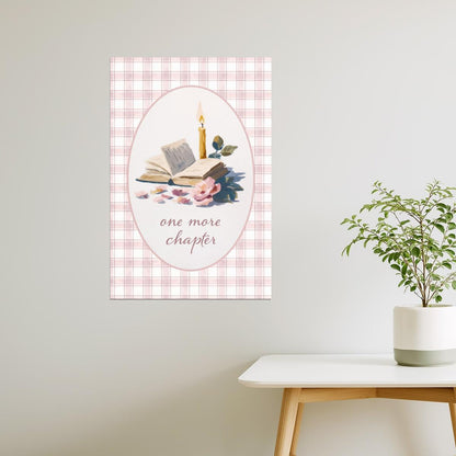 One More Chapter Literary Quote with Candle and Flowers | Bookish Cozy Aesthetic Poster