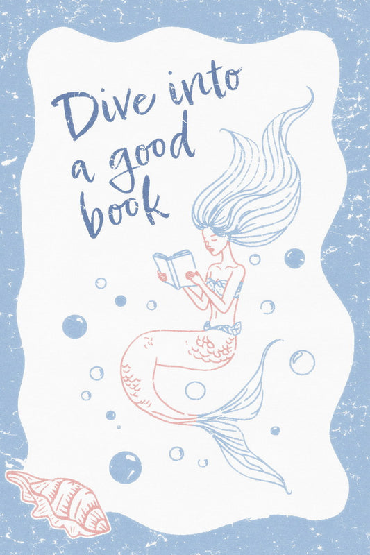 Dive into a Good Book Mermaid | Coastal Granddaughter Bookish Aesthetic Poster