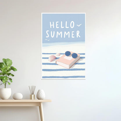 Hello Summer with Seashells and Sunglasses | Coastal Granddaughter Bookish Aesthetic Poster