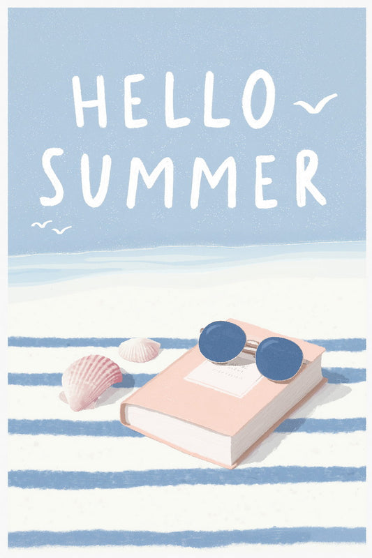 Hello Summer with Seashells and Sunglasses | Coastal Granddaughter Bookish Aesthetic Poster