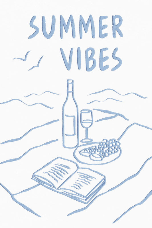 Summer Vibes with Wine and Books | Coastal Granddaughter Bookish Aesthetic Poster