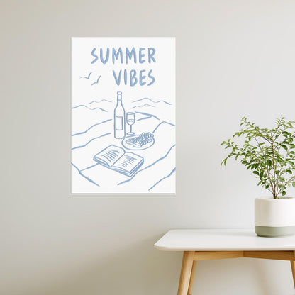Summer Vibes with Wine and Books | Coastal Granddaughter Bookish Aesthetic Poster