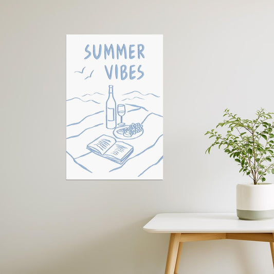 Summer Vibes with Wine and Books | Coastal Granddaughter Bookish Aesthetic Poster