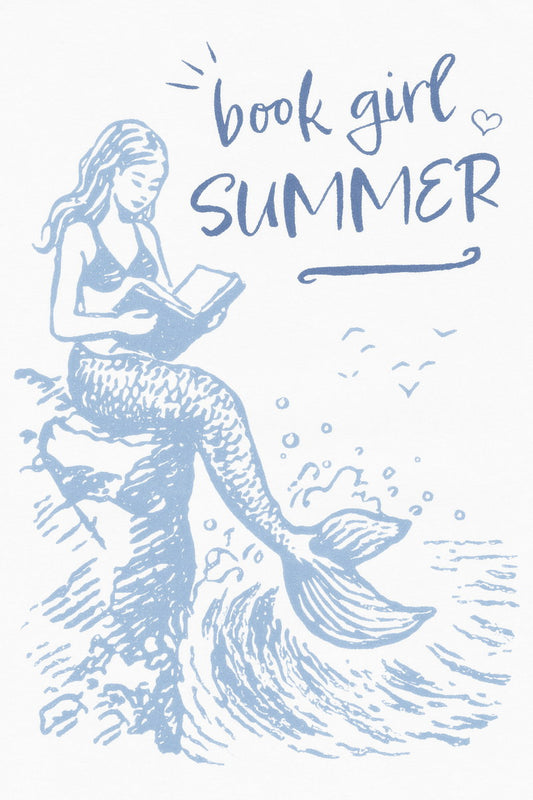 Book Girl Summer Mermaid | Coastal Granddaughter Bookish Aesthetic Poster