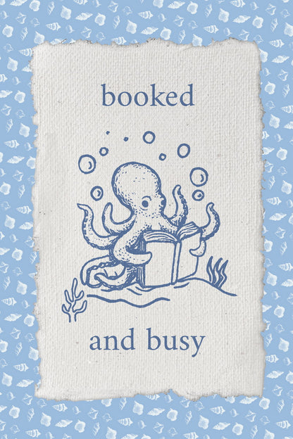 Booked and Busy Octopus | Coastal Granddaughter Bookish Aesthetic Poster