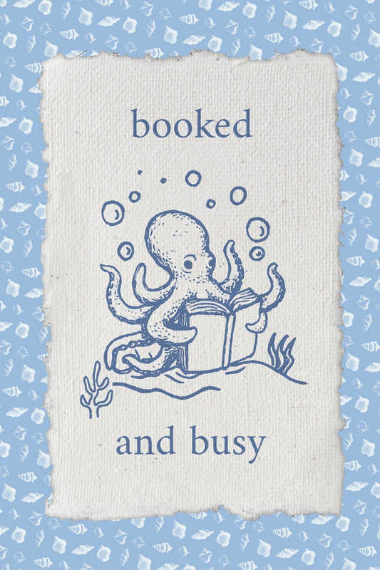 Booked and Busy Octopus | Coastal Granddaughter Bookish Aesthetic Poster