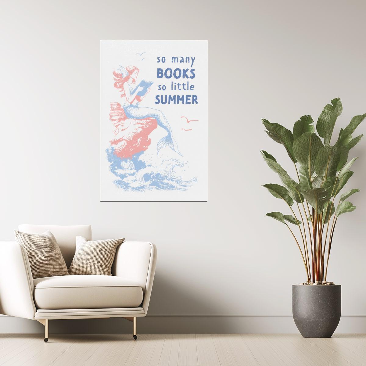 So Many Books So Little Summer Mermaid | Coastal Granddaughter Bookish Aesthetic Poster