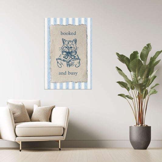 Booked and Busy Cat | Bookish Aesthetic Poster