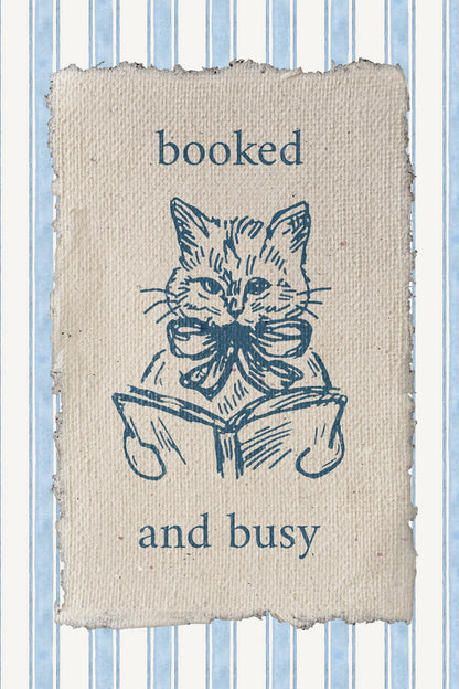 Booked and Busy Cat | Bookish Aesthetic Poster
