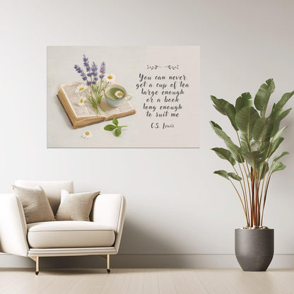 CS Lewis Tea and Book Quote | Bookish Floral Aesthetic Poster